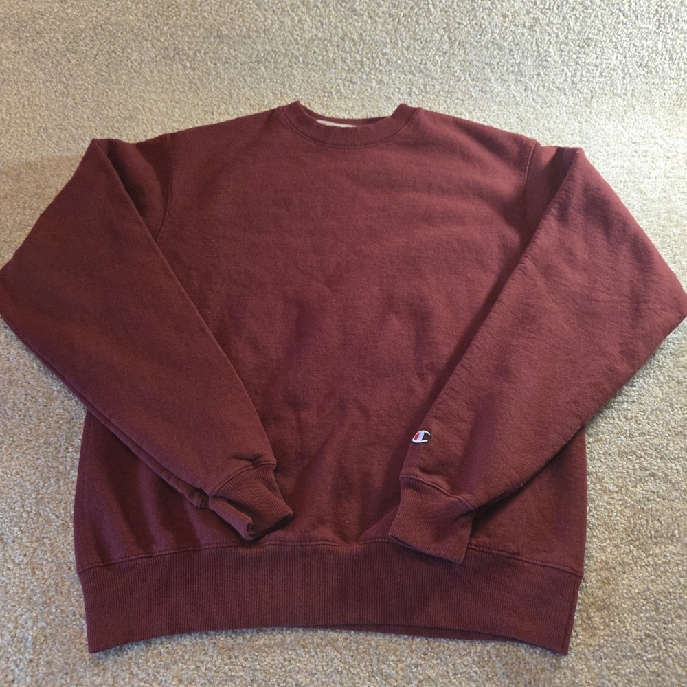 Mens Champion Eco Maroon Crewneck Sweatshirt Medium Long Sleeve Burgundy